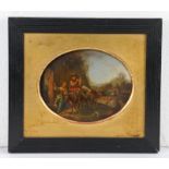 Dutch school, 19th Century, Drovers with cattle and a dog oil on copper, oval 20 x 15cm