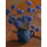 Joanna Dunham (1936 - 2014) Flowers in a jug, oil on board, 21cm x 28cm