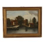 19th Century Provincial school, Pulls Ferry, Norwich, unsigned oil on panel, 39.5cm x 29cm