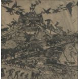 Oscar Laske, Noah's Arc, pencil signed aquatint, 18cm x 18cm