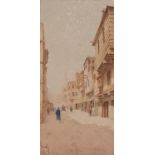 A. Genrvelli (fl. circa 1900) Middle East street scene, signed watercolour, unframed, 14.5cm x 29.