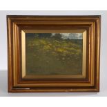 E Kent (early 20th Century British school) Yellow bloom in a hilly landscape, signed oil in