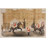 After Stella Marsden, Horse Guards Parade, lithograph for School Prints Ltd, 76cm x 49cm