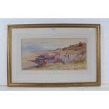 Alfred Beresford, coastal landscape watercolour, signed to the bottom right corner, 37cm x 18cm,