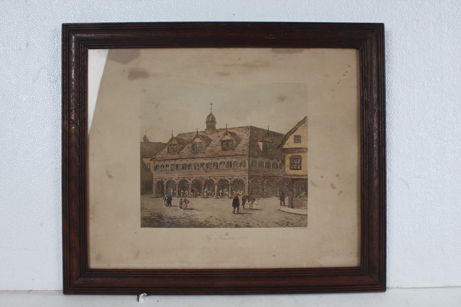 Five framed prints depicting Ipswich scenes, Bourne Bridge 1780, the Town Hall 1810, the Market - Image 5 of 5