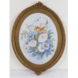 Dorrie Green, still life study of wildflowers, watercolour, housed in an oval gilt and glazed frame,