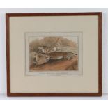 Hunting Antelopes With A Panther, coloured print, contained with in an oak and glazed frame, image