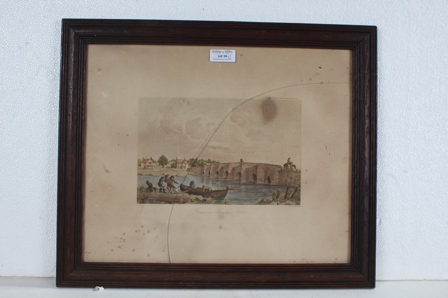 Five framed prints depicting Ipswich scenes, Bourne Bridge 1780, the Town Hall 1810, the Market - Image 2 of 5