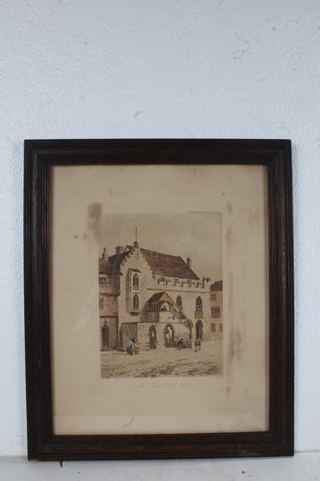 Five framed prints depicting Ipswich scenes, Bourne Bridge 1780, the Town Hall 1810, the Market - Image 3 of 5