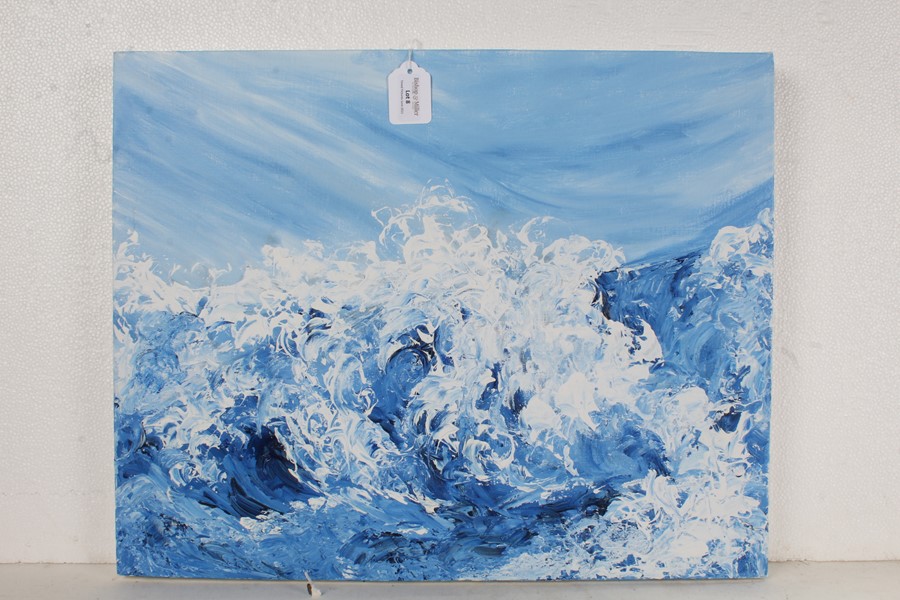 Ann Sanders, (pupil of Maggi Hambling), seascape study, unframed oil on canvas, signed to the