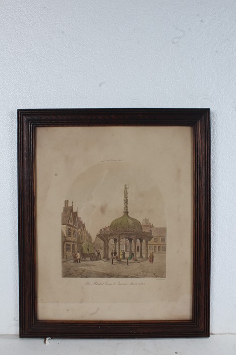 Five framed prints depicting Ipswich scenes, Bourne Bridge 1780, the Town Hall 1810, the Market - Image 4 of 5