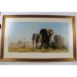 David Shepherd print, "The Ivory Is Theirs", signed in black marker verso, housed in a gilt glazed