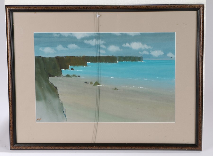 Helmut Wollny (1935) Cliffs, signed watercolour, 42cm x 27cm