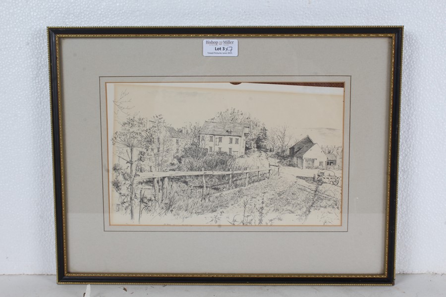 John Western prints, Alton Mill Stutton, The Town Hall at Ipswich, Ash Abbey- the Barn,