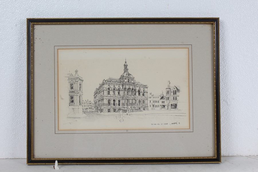 John Western prints, Alton Mill Stutton, The Town Hall at Ipswich, Ash Abbey- the Barn, - Image 7 of 7