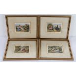 Four coloured prints depicting children and animals, housed in gilt and glazed frames, the prints