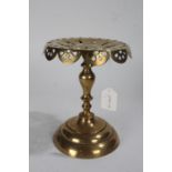 Victorian brass trivet stand, with circular pierced platform and circular foot, 23.5cm high