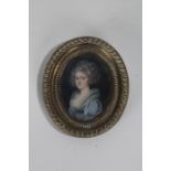 Miniature portrait of an 18th Century lady, possibly Marie Antoinette, wearing a blue dress