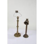 Early 20th Century brass students lamp, together with another brass lamp, (2)