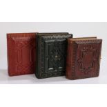 Three Victorian leather carte de visite albums (no contents), all approx. 16.5cm high (3)