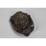 20th century brass figural door knocker, 9cm high