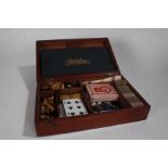 19th century games compendium, the mahogany box with hinged lid enclosing a fitted interior with
