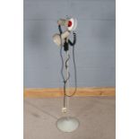 20th century metal reading lamp, the adjustable column attached with two lights