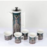 Portmeirion 'Magic City' part coffee set, comprising coffee pot, sugar bowl and four cups (6)