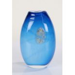 Peter Fricker, studio blue glass vase, initialled PJF to base, 19.5cm high