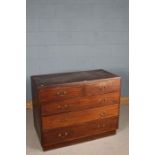 Mid 20th Century War Department chest of drawers, fitted two short over three long drawers, the back