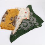 Jacqmar, three various scarves, the first with brown roses on gold ground, the second with Paisley