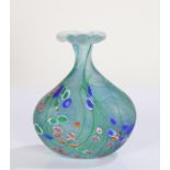 Norman Stuart Clarke, Cornish Meadow glass vase, signed to base, 18cm high