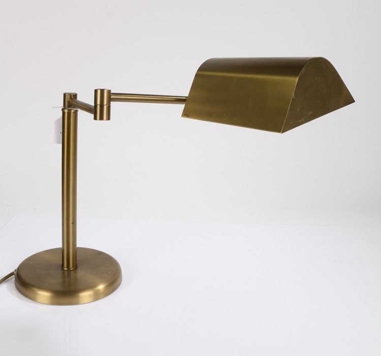 Art Deco style brass desk lamp, with adjustable neck, 38cm high