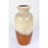 West German pottery vase, with a running glaze in cream and brown, 38cm high