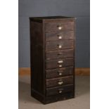1920's/30/s oak veneered bank of drawers, fitted eight drawers with wooden handles, 54cm wide x 43.