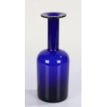 Otto Brauer for Holmgaard blue glass vase, 25cm high