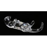 Baccarat crystal glass otter, modelled lying on its back, marked to base, 16cm long
