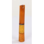 Art Deco style amber cheroot holder, inset with a band of sapphires, 8.5cm long