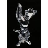 Baccarat crystal glass cat, modelled standing on back legs, marked to base, 17cm high