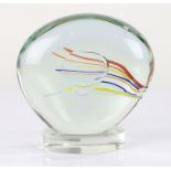 Murano glass table centrepiece, on an oval clear glass foot, 21cm wide, 21cm high