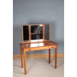20th century dressing table, with triptych mirror and fitted two small drawers, 103cm wide
