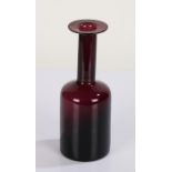 Otto Brauer for Holmgaard purple glass vase, 22cm high