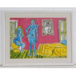 Tyrel Broadbent (b. 1954), 'Bedroom Scene', acrylic study, signed and dated '89 to the reverse,