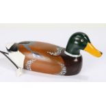 Novelty painted wooden dial telephone, in the form of a duck