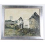 Mike Bowman (20th Century British), derelict Dorset farmhouse, signed oil on board, dated 1971,