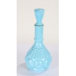 20th Century blue pressed glass decanter, 32cm high