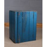 Mid 20th Century blue painted pine cupboard, having a single hinged door enclosing a stained