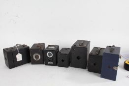 Collection of box cameras, to include a Rodenstock bakelite Merit Box, Kodak Brownie Six-20 Model