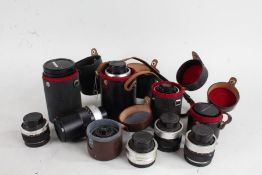 Collection of Topcon Kogaku Topcor lenses, to include two f/4 200mm, two f/4 135mm, two f/3.5