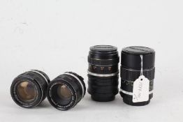 Four Miranda lenses, compromising of a Miranda Auto EC f/2.8 135mm, Macron EC f/3.5 55mm, EC f/1.8